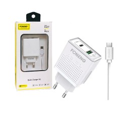 Foneng Fast Charger EU27 with Micro Cable Dual USB 18W White Foneng Fast Charger EU27 with Micro Cable Dual USB 18W White